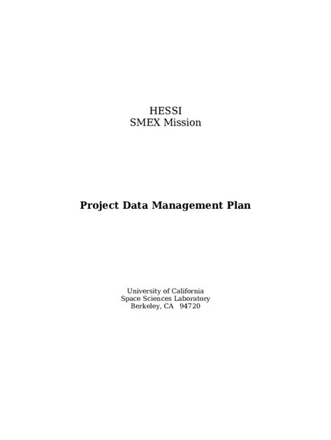 Hessi Smex Mission Project Data Management Plan Rhessi Hesperia