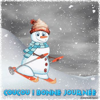 Coucou Bonne Journ E Anim Avec Bonhomme De Neige Les Gifs