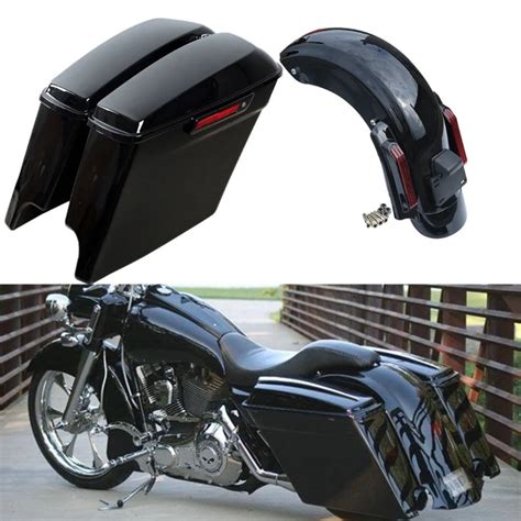 Motorcycle 5 Extended Saddlebags Rear Fender System For Harley Touring