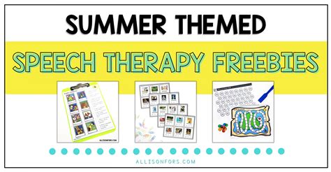 Summer Speech Therapy Activities Allison Fors