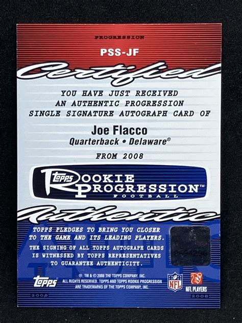 Topps Rookie Progression Joe Flacco Rookie Auto Pss Jf Browns Ebay