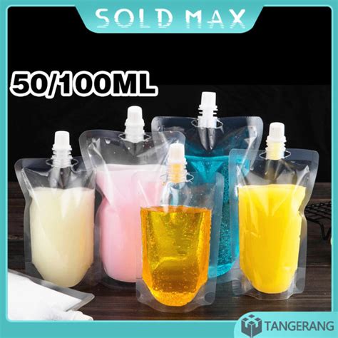 50 100 MLStanding Pouch Cair Kemasan Minuman Spout Liquid Pouch