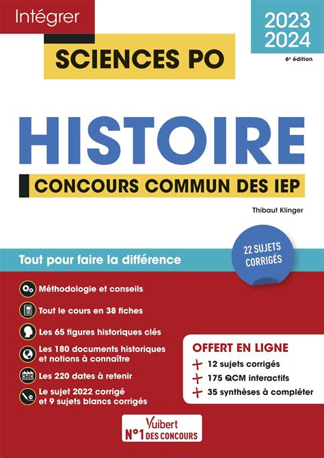 Sciences Po Histoire Concours Commun Des IEP 2023 2024 Vuibert