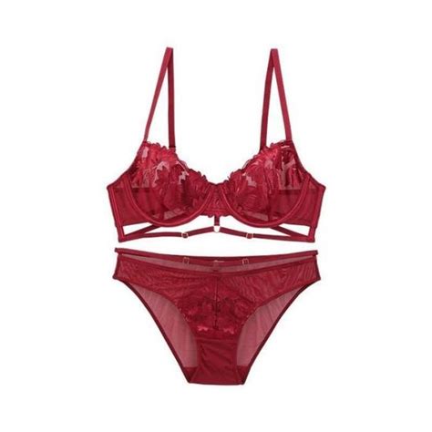 Ensemble Lingerie Femme Broderie En Dentelle Froncee Ultra Mince Mode