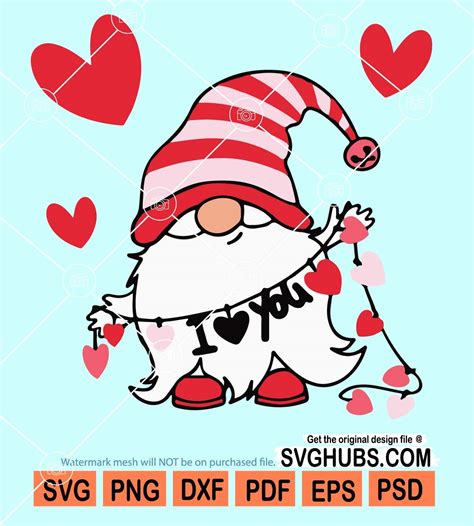 Valentines Gnome Svg Love Heart Symbols Svg Gnome Svg Funny