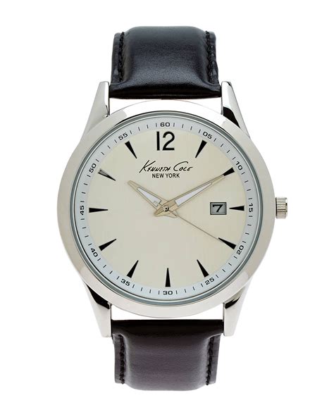 Kenneth cole Silver-tone Black Watch in Black for Men (silver) | Lyst