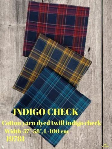 Same As The Picture Indigo Check Cotton Yarn Dyed Twill Indigo Check