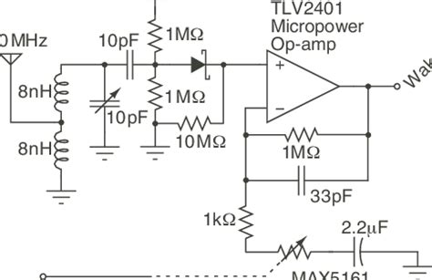 The RF detector circuit demodulates incoming 300 MHz radiation and ...