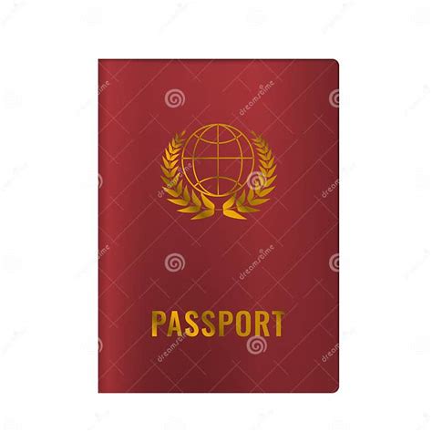 Realistic Passport Mock Up Vector Illustration Red Color Stock