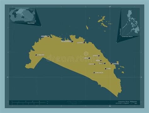 Camarines Norte Philippines Solid Labelled Points Of Cities Stock