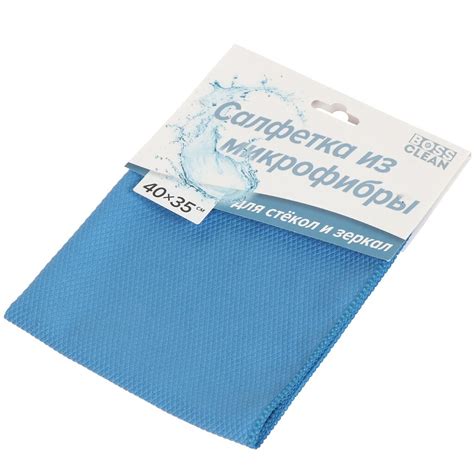 Салфетка бытовая для стекол и зеркал, микрофибра, 35х40 см, Bossclean ...