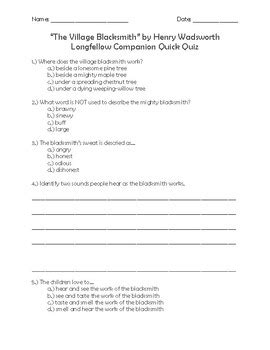 The Village Blacksmith By Henry Wadsworth Longfellow Quick Quiz And Poem