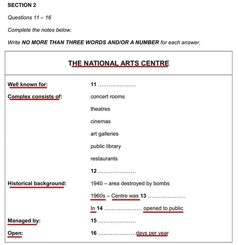 IELTS Listening Note Form Completion Questions