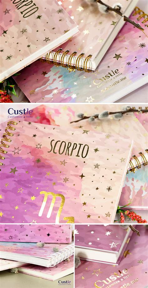 Scorpio Notebook With Gold Foil Thick Heavy Cover Custle Etsy