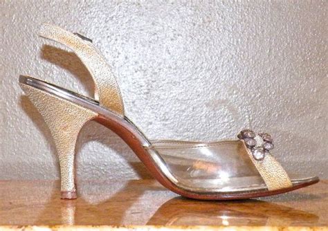 Vintage 1950s Pumps Metallic Gold And Lucite Slingbacks 50s Etsy