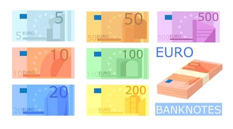 Premium Vector Different Colorful Euro Banknotes Illustration