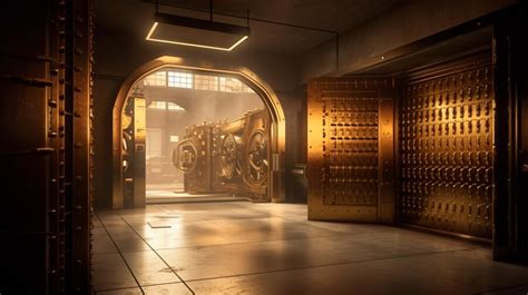 Premium Photo | Bank vault with open door Store Gold bar inside in Gold ...