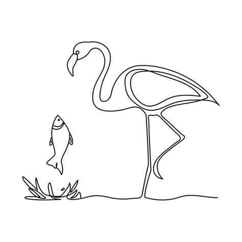 Continuous one line drawing of Flamingo.outline Vector illustration ...