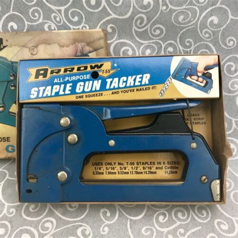 Blue Arrow T Staple Gun Tacker Wire Cable Stapler Vintage Tool All