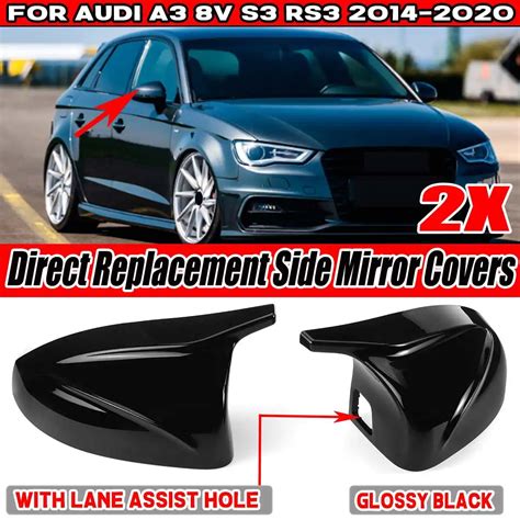 A Pair Car Side Rearview Mirror Cap Cover Rear View Mirror Direct Replace For Audi A3 8v S3 Rs3