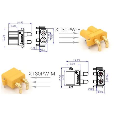 Pairs Xt Pw Banana Golden Xt Upgrade Right Angle Plug Connector Esc