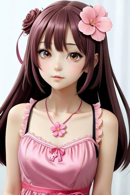 Premium AI Image | Anime girl in a pink dress looking at you