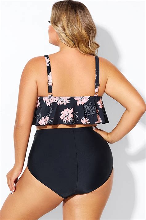 Floral Print Sexy Scoop Neck Bikini Top Meet Curve Meet Curve