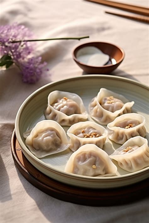 Chinese Dumplings On White Plate Background Wallpaper Image For Free