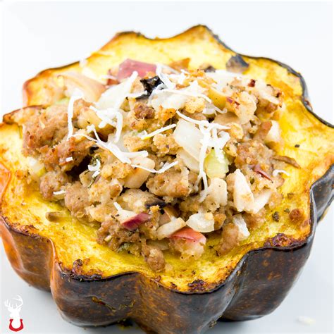 Turkey Sausage Stuffed Acorn Squash Just Like Someones Mother Used To Make