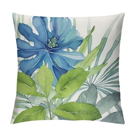 JEUXUS Green Tropical Leaf Pillow Covers Monstera Palm Leaves Couch