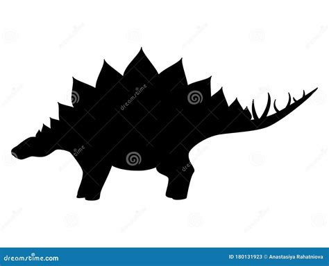 Stegosaurus Dinosaur Silhouette Isolated On White Background Stock