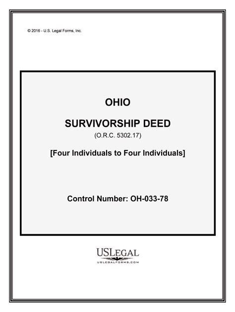 Free Ohio Survivorship Deed Form Printable Printable Forms Free Online