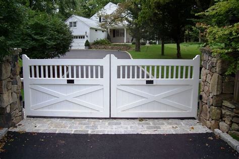 Automated White Wood Driveway Gate Wood Gates Driveway Wood Gate