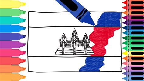 How To Draw Cambodia Flag Drawing The Cambodian Flag Art Colors For