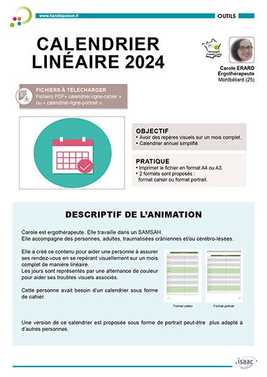 Calendrier linéaire 2024 HANDIAPASON