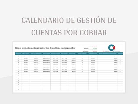 Plantilla De Formato Excel Tabla De Gesti N De Cuentas Por Cobrar Y