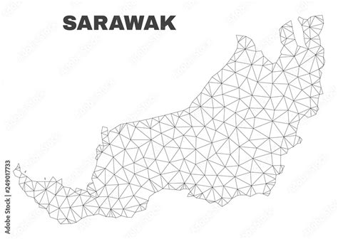 Abstract Sarawak State Map Isolated On A White Background Triangular