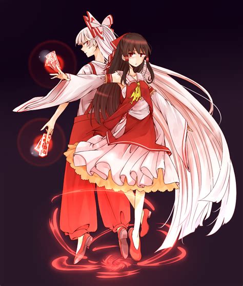 Hakurei Reimu And Fujiwara No Mokou Touhou Drawn By Souta Karasu No