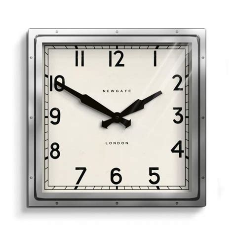 Newgate The Quad Industrial Metal Square Chrome Wall Clock