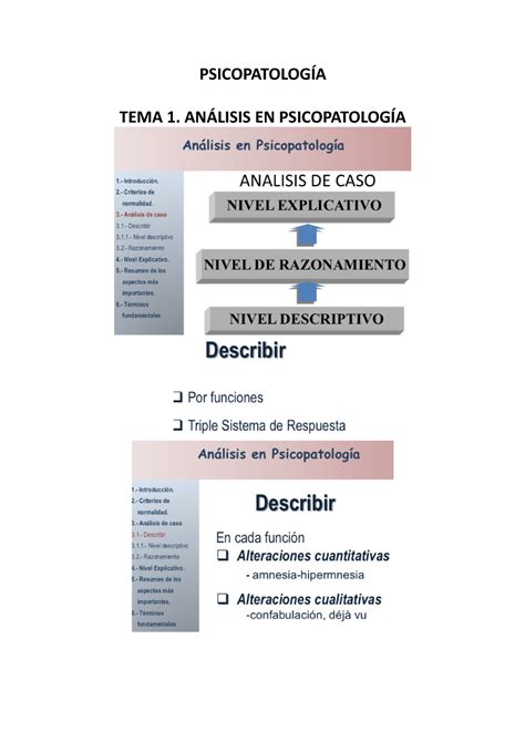 Tema 1 Psicopato Apuntes 1 PSICOPATOLOGÍA TEMA 1 ANÁLISIS EN