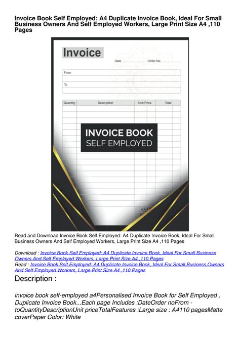 Read Invoice Book Self Employed A4 Duplicate Invoice Book Ideal For