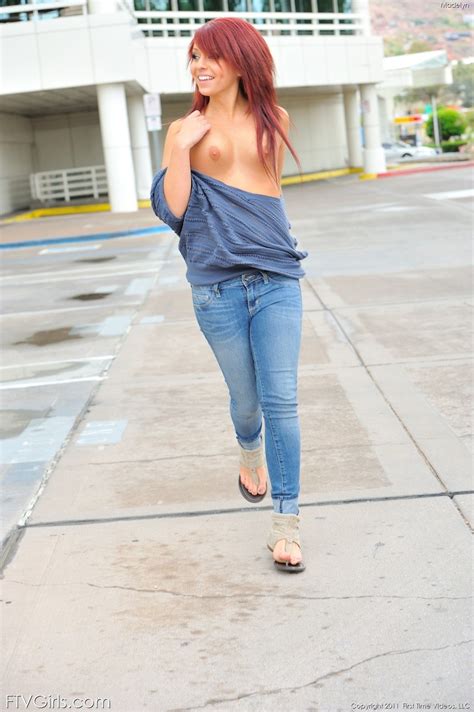 Redhead Cutie Madelyn Flashes Her Tiny Tits And Twat Before Posing On A Bed CoedCherry