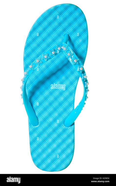 One Summer Sandal Turquoise Color On A White Background Stock Photo Alamy