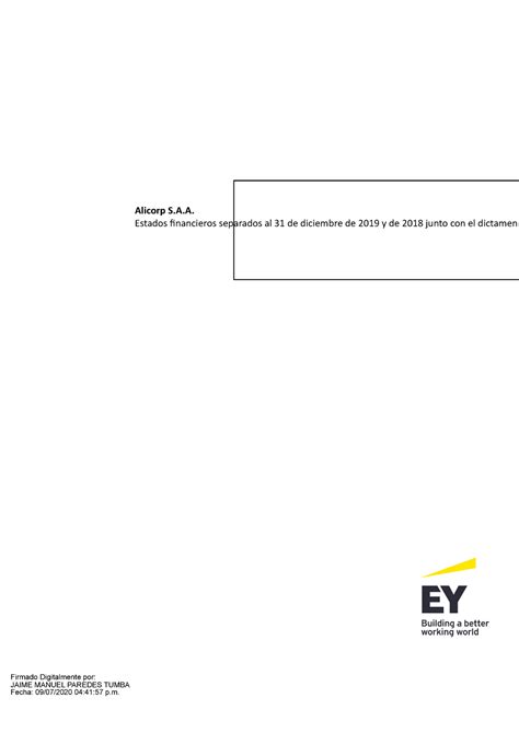 Informe Auditado EEFF Separados 2019 Convertido Alicorp S A Estados