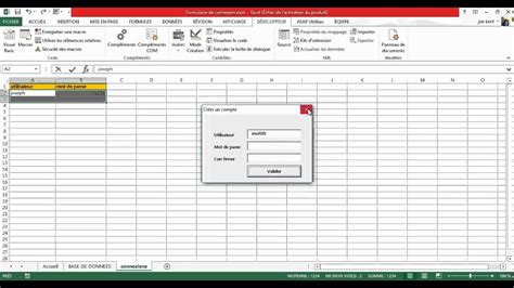 Excel Vba Formulaire De Connexion Et Création De Compte Youtube