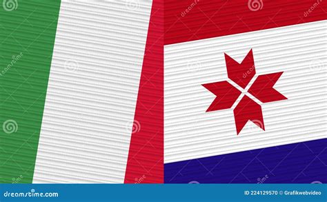 Mordovia And Italy Flags Together Fabric Texture Illustration Stock