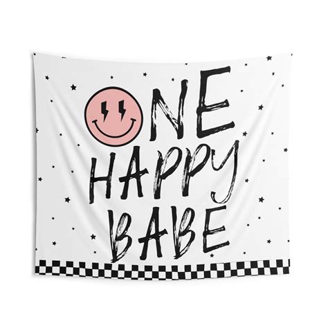 One Happy Babe Birthday Backdrop Pink Lightning Smile Face Etsy