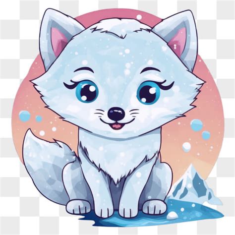 Download White Arctic Cat With Blue Eyes In Icy Landscape Cartoons