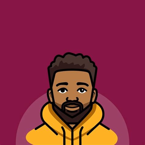 Premium Vector | Simple cute black boy with beard icon vector