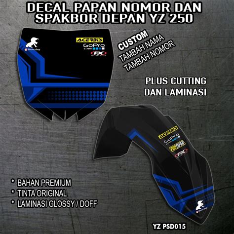 Jual DECAL PAPAN NOMOR DAN SPAKBOR DEPAN YZ 250 GLOSY PREMIUM CUSTOM